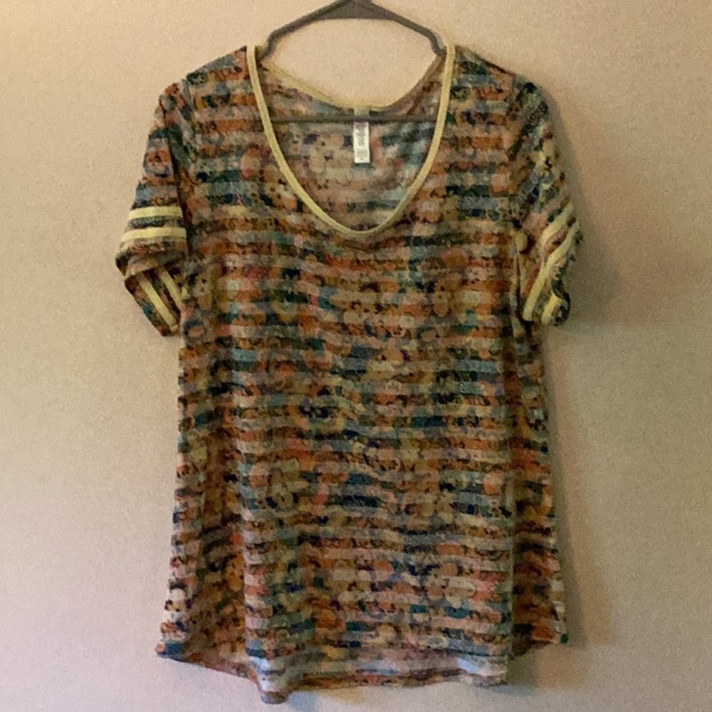 LULAROE Classic T ringer sleeve floral stripes